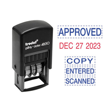 Trodat® Printy Economy Micro 5-in-1 Date Stamp, Self-inking, 0.75" X 1", Blue-red freeshipping - TVN Wholesale